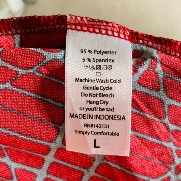 L LuLaRoe Maxi in Brilliant Red and Teal - Picture 4 of 5